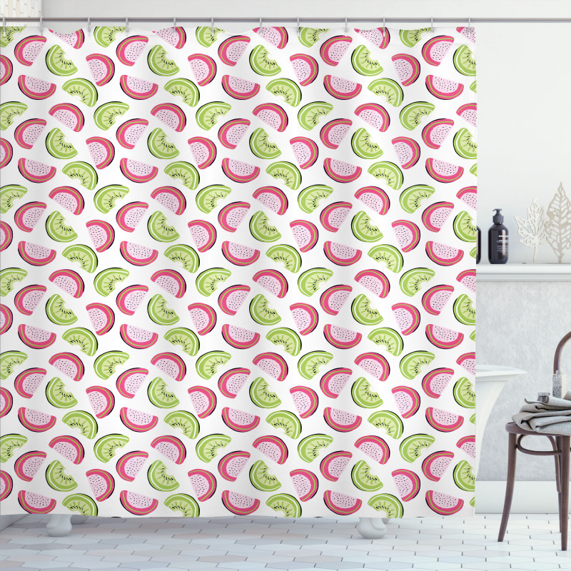 Abstract Kiwi and Watermelon Shower Curtain