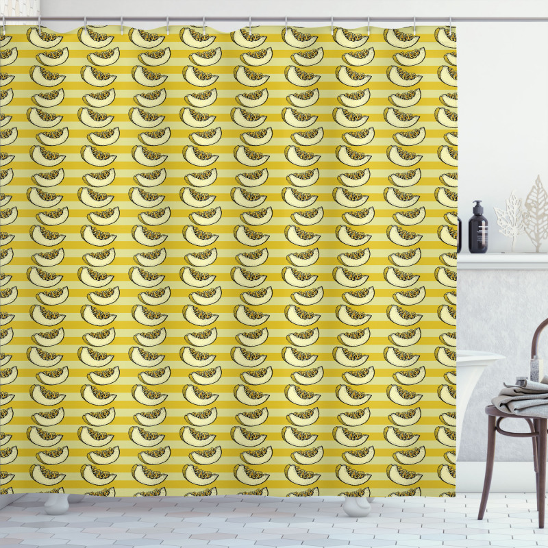 Sliced Piece of Fruit Stripes Shower Curtain