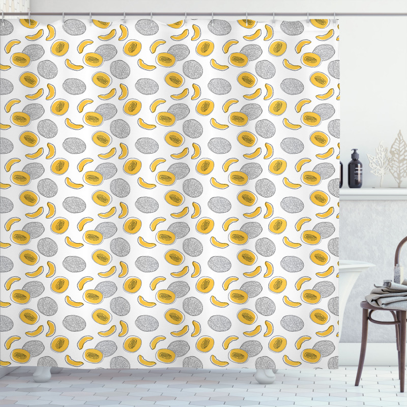 Monochrome Fruit Sketch Art Shower Curtain