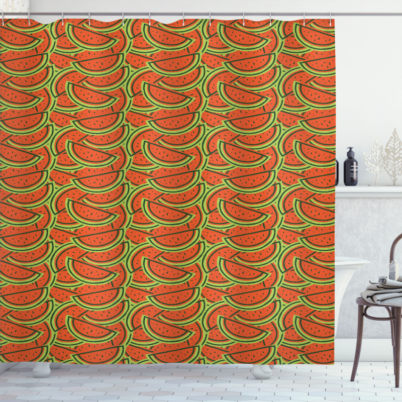 Doodle Watermelon Slice Shower Curtain