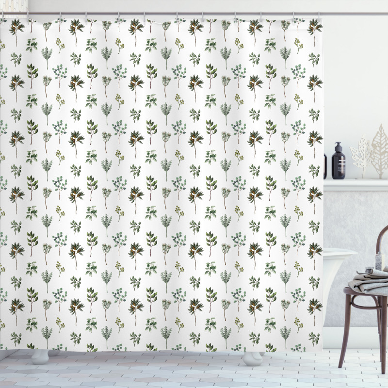 Various Plantation Leaves Shower Curtain