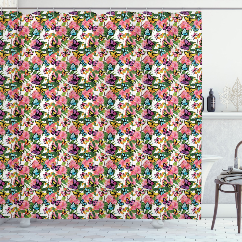 Tender Flowers Pattern Shower Curtain