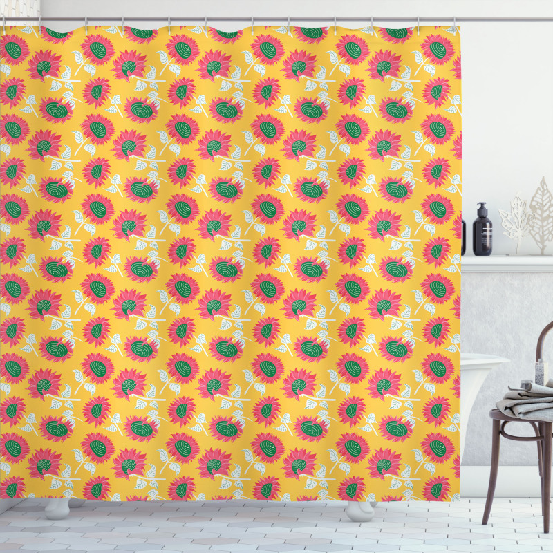 Summer Abstract Sunflowers Shower Curtain