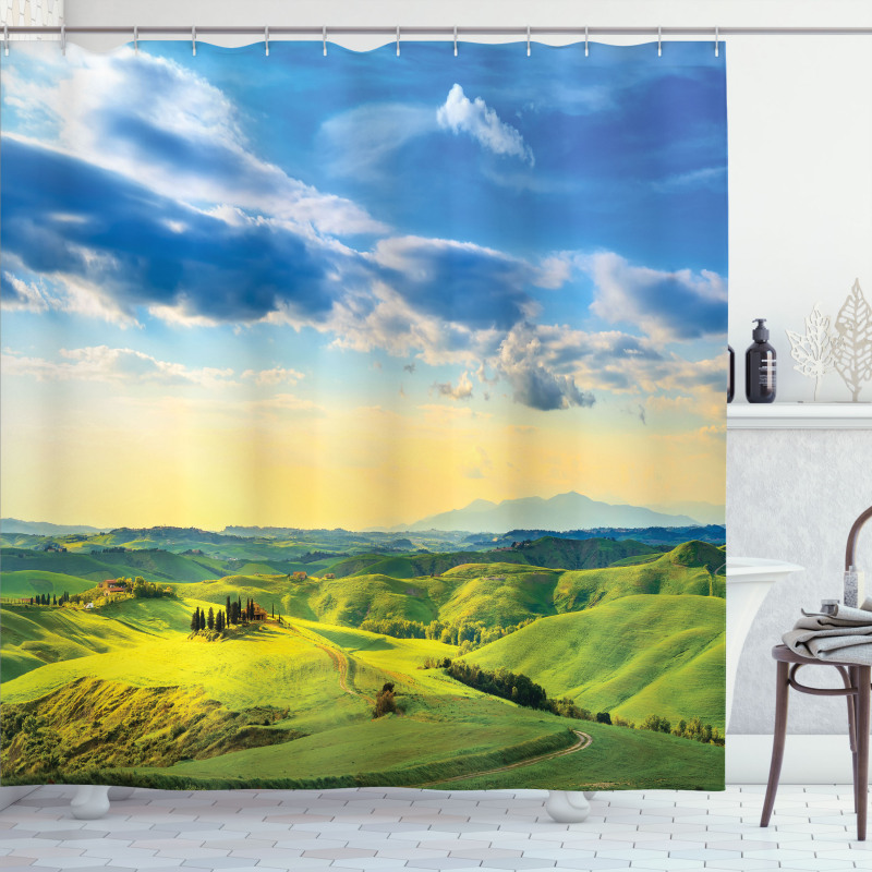 Sunset in Tuscany Rural Shower Curtain