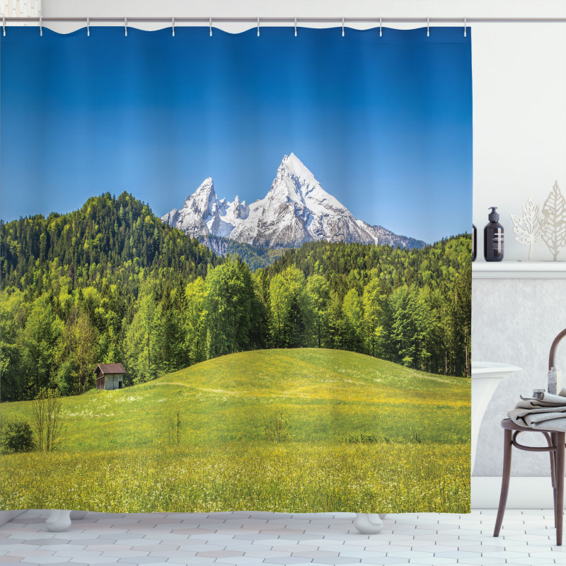 Bavarian Alps Village Shower Curtain