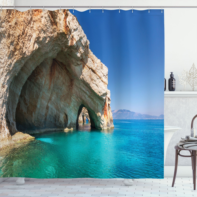 Sea Cave on Zakynthos Shower Curtain