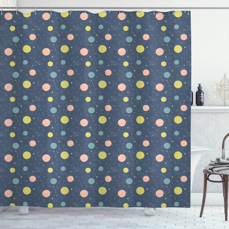 Stars Planets Asteroids Shower Curtain