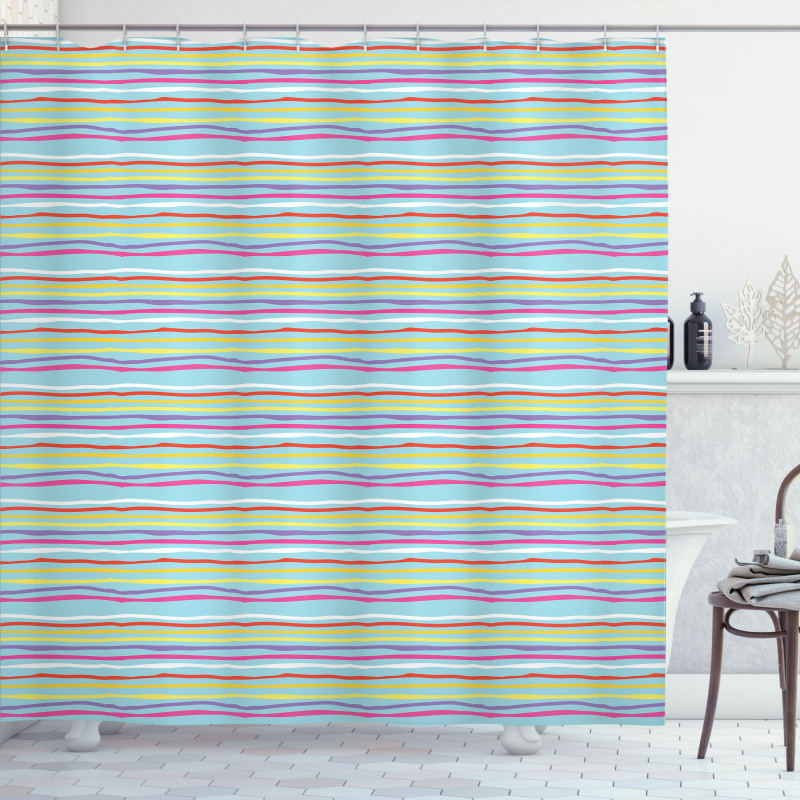 Colorful Ripple Lines Fun Shower Curtain