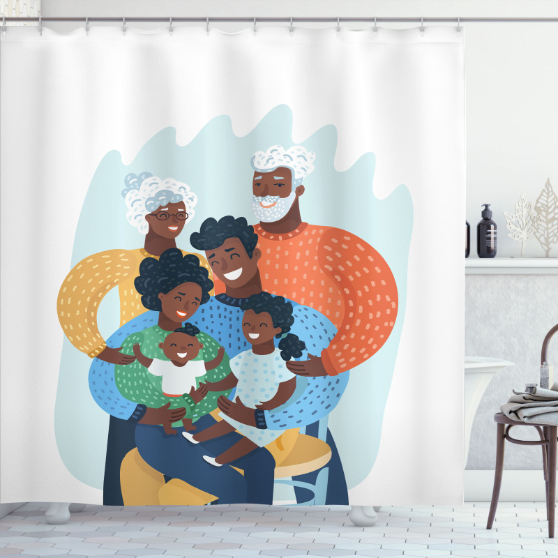 Happy Family Scene Shower Curtain