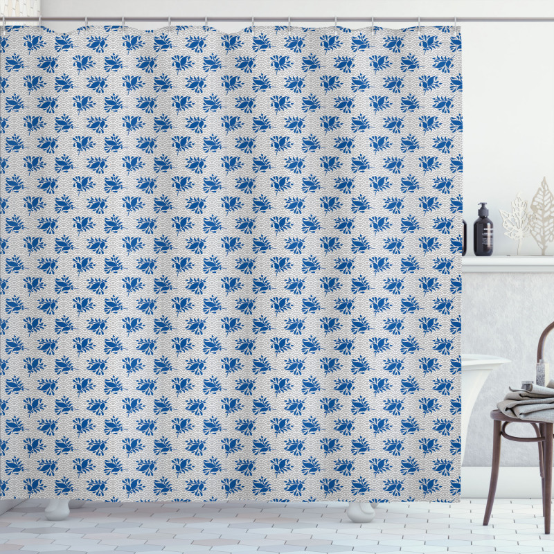 Japanese Motif on Squama Shower Curtain