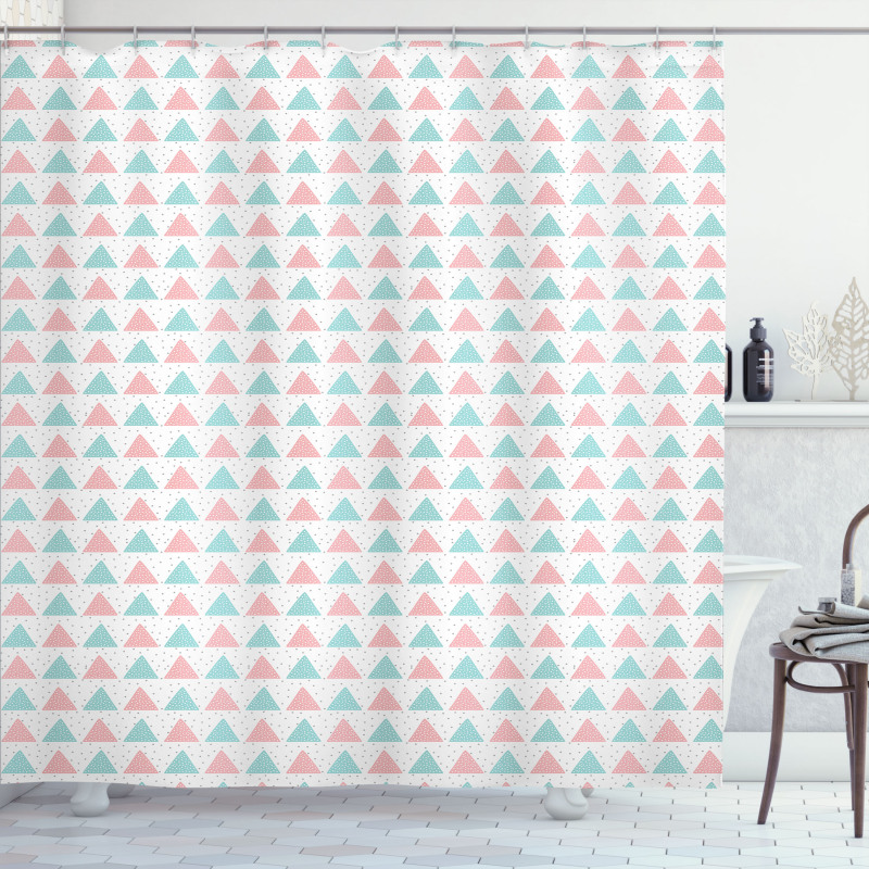 Pastel Triangles and Dots Shower Curtain