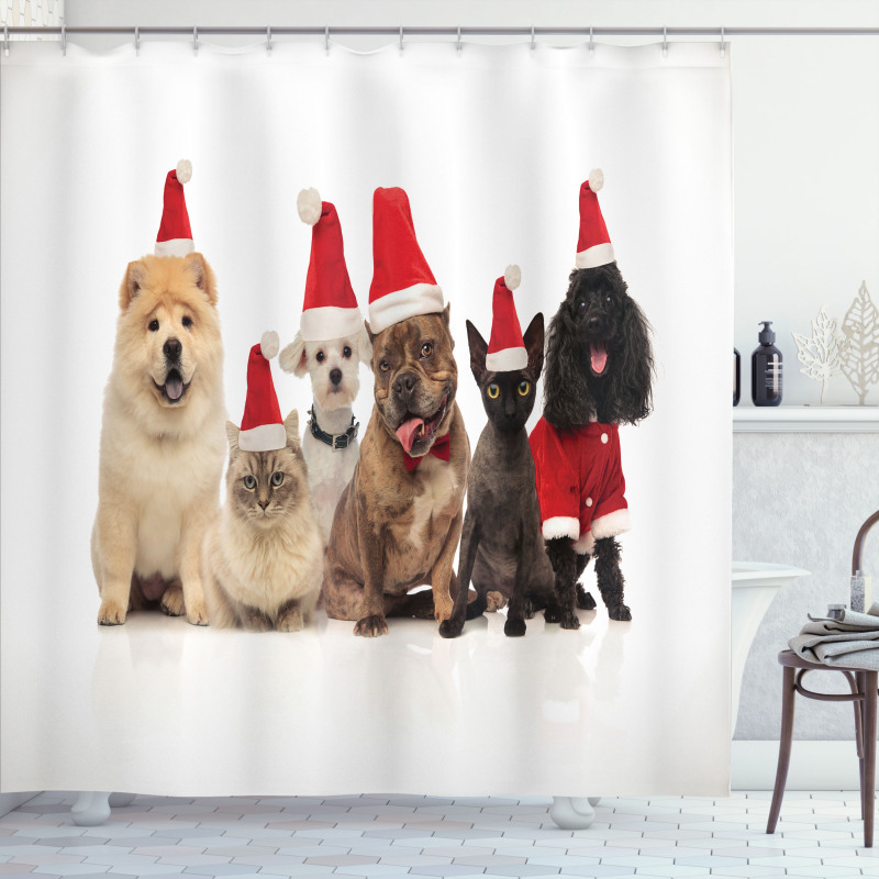 Team of Pets Panting Shower Curtain