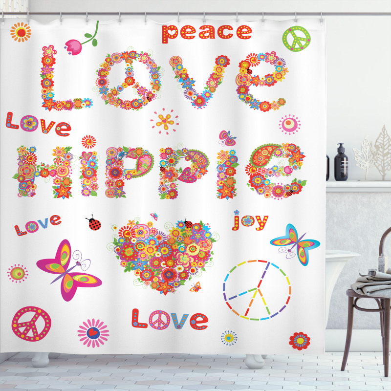 Love Hippie Vivid Floral Shower Curtain