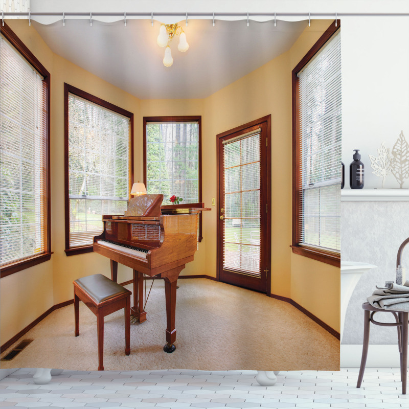 Round Room with Piano Shower Curtain