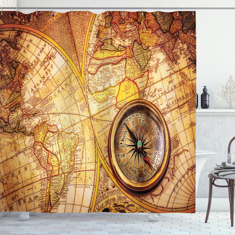 Old World Map Shower Curtain