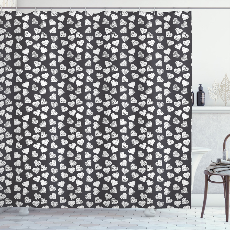 Modern Hearts Art Shower Curtain