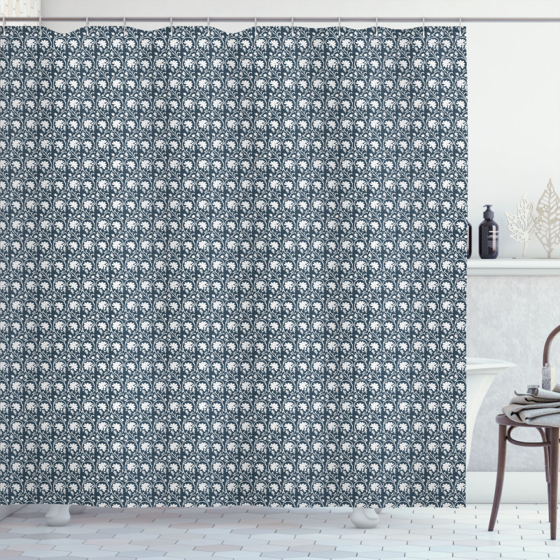 Heart Swirl Floral Branches Shower Curtain