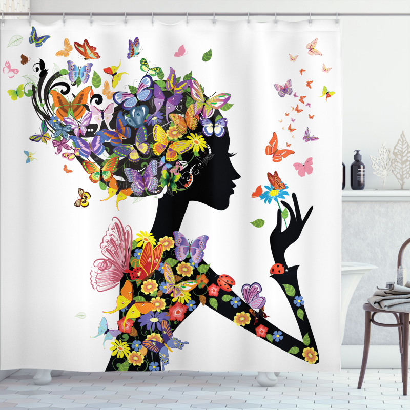 Flowers with Butterfly Shower Curtain