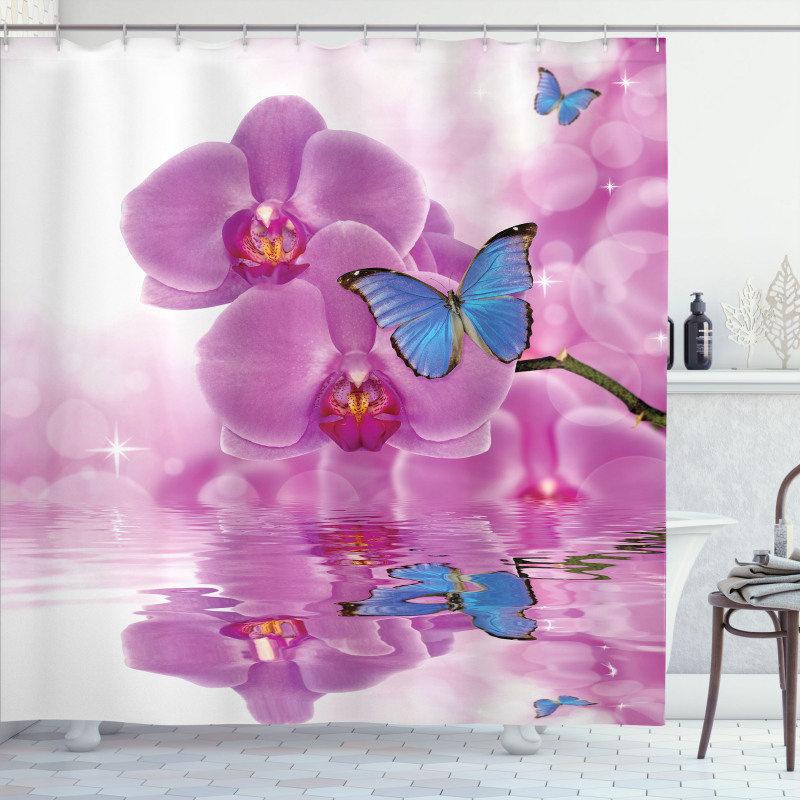 Orchid Bloom on Water Shower Curtain