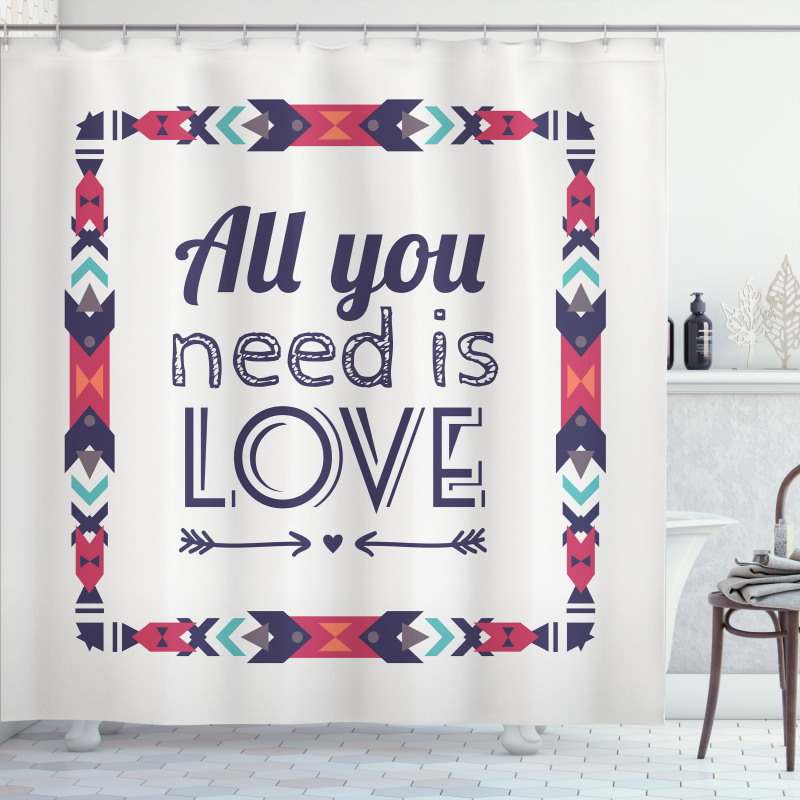 İlham Verici Duş Perdesi Tribal Romantik Poster Boho Stili Aşk