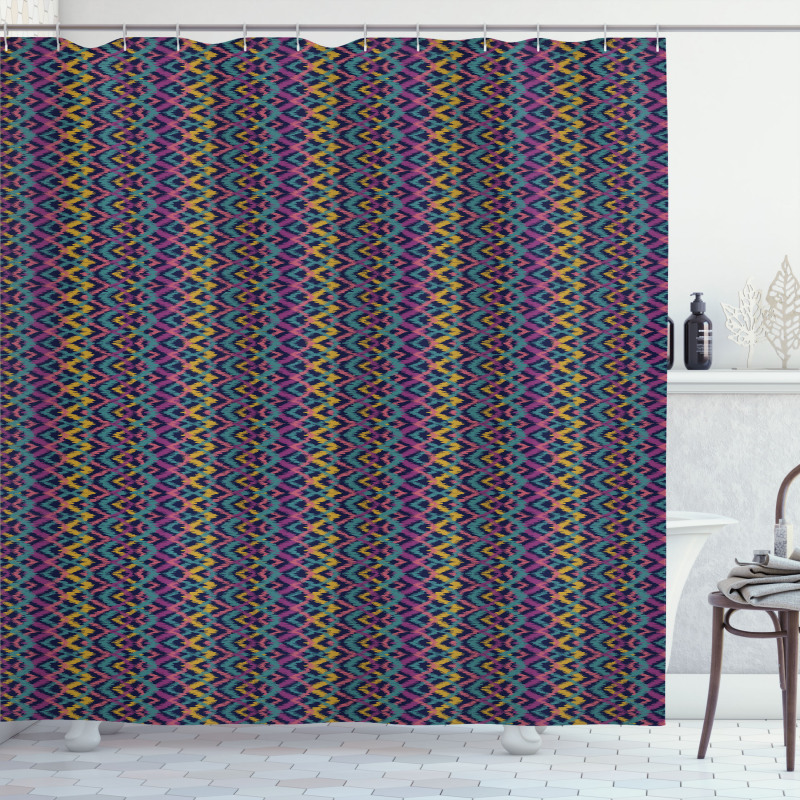 Folkloric Abstract Zigzags Shower Curtain