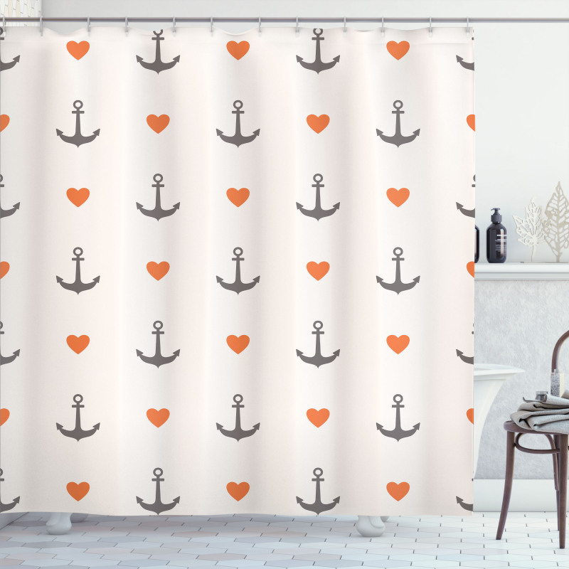 Anchors and Hearts Shower Curtain