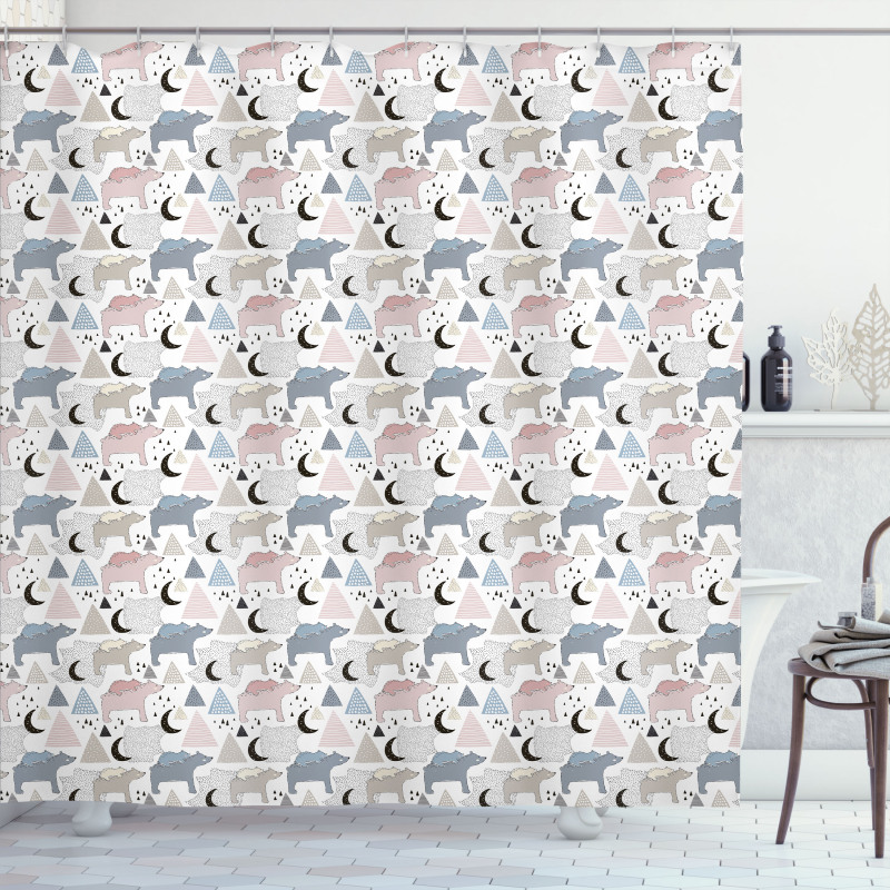 Pastel Polar Bear Pattern Shower Curtain