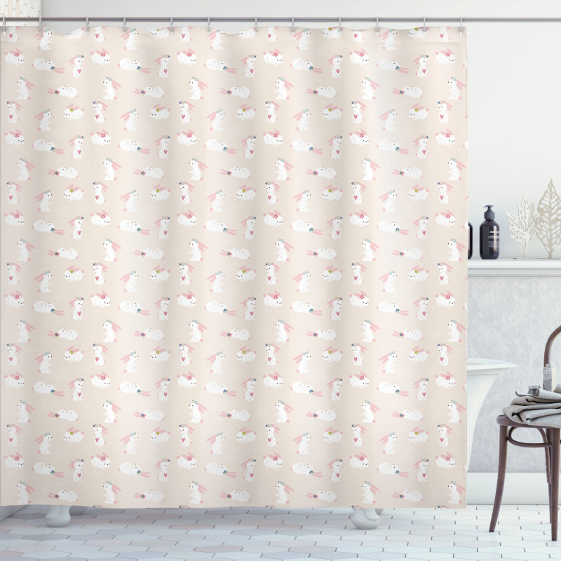 Bunnies with Wreath Shower Curtain