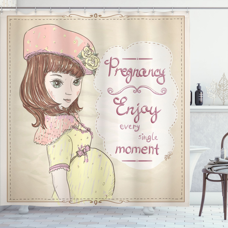 Pregnancy Themed Slogan Shower Curtain