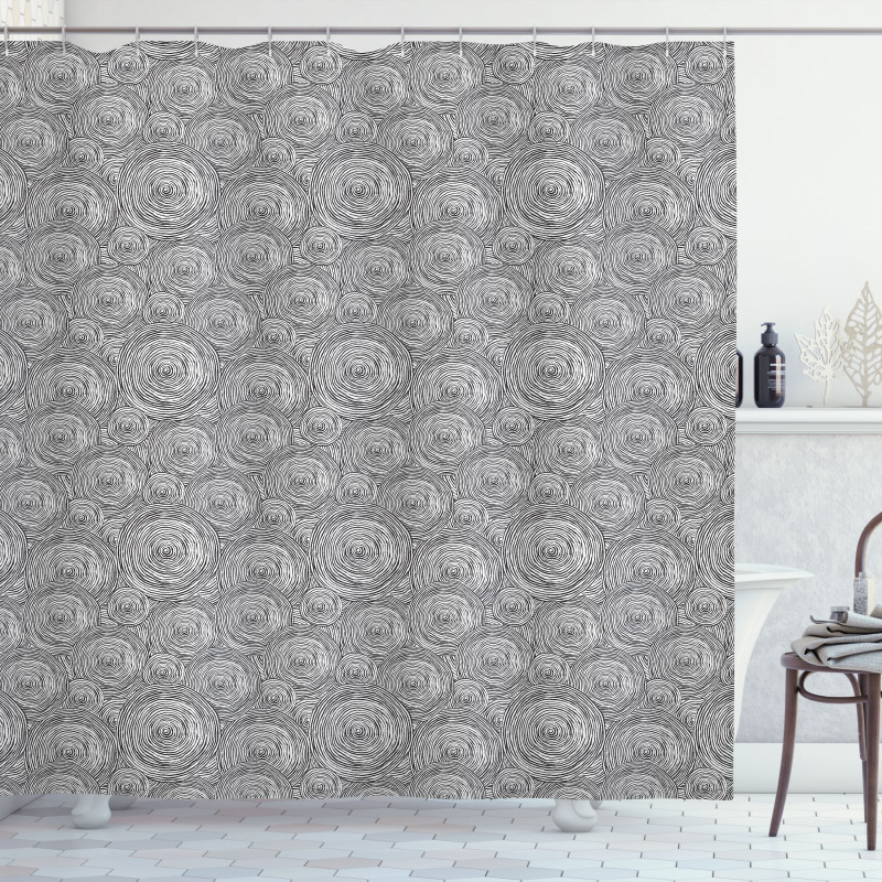 Hand Drawn Spiral Rounds Shower Curtain