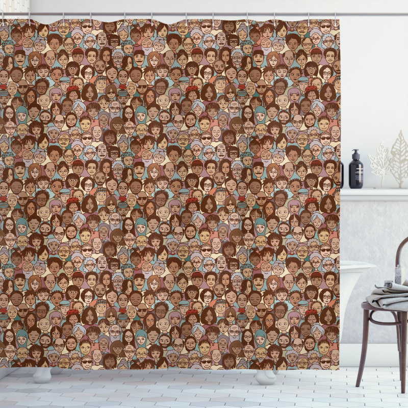 People Faces Various Ethnic Shower Curtain