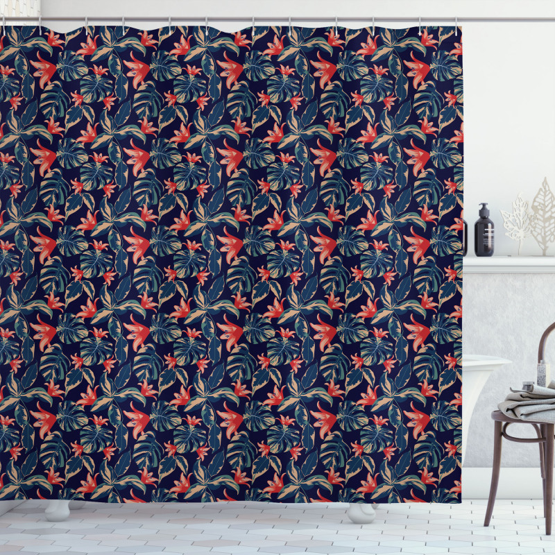Tropical Jungle Blossoms Shower Curtain