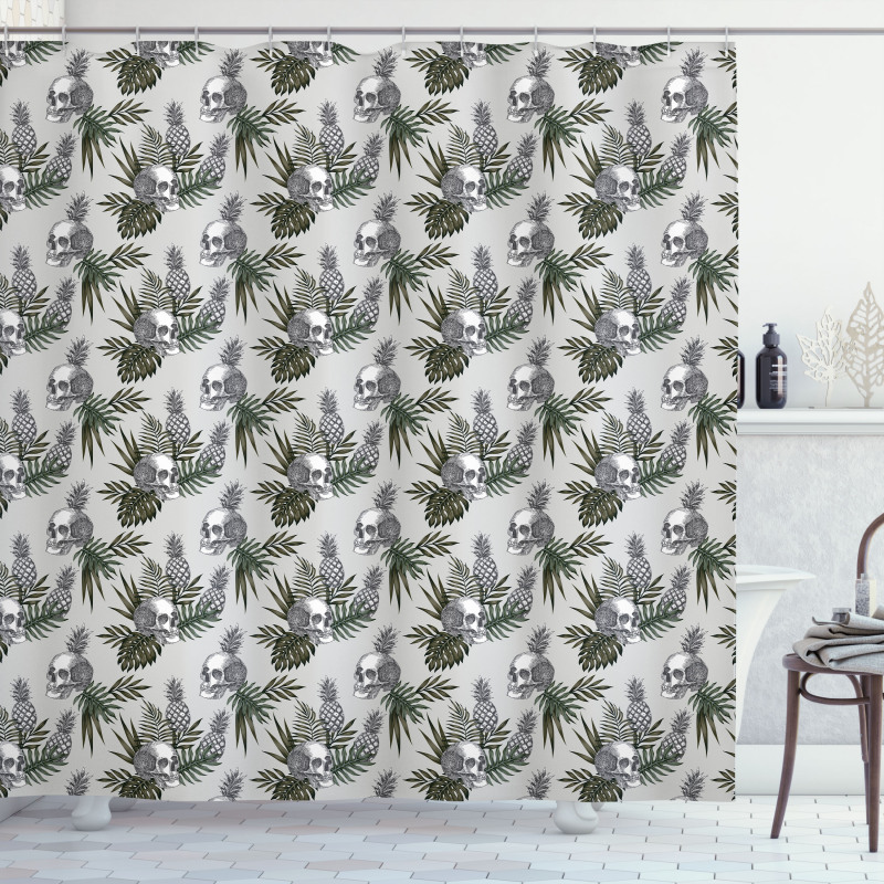 Gothic Item on Tropic Leaves Shower Curtain