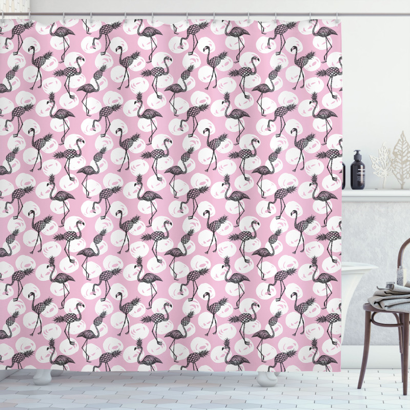 Modern Exotic Birds Shower Curtain