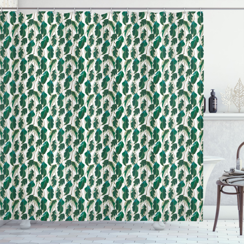 Tropic Forest Leaf Motif Shower Curtain