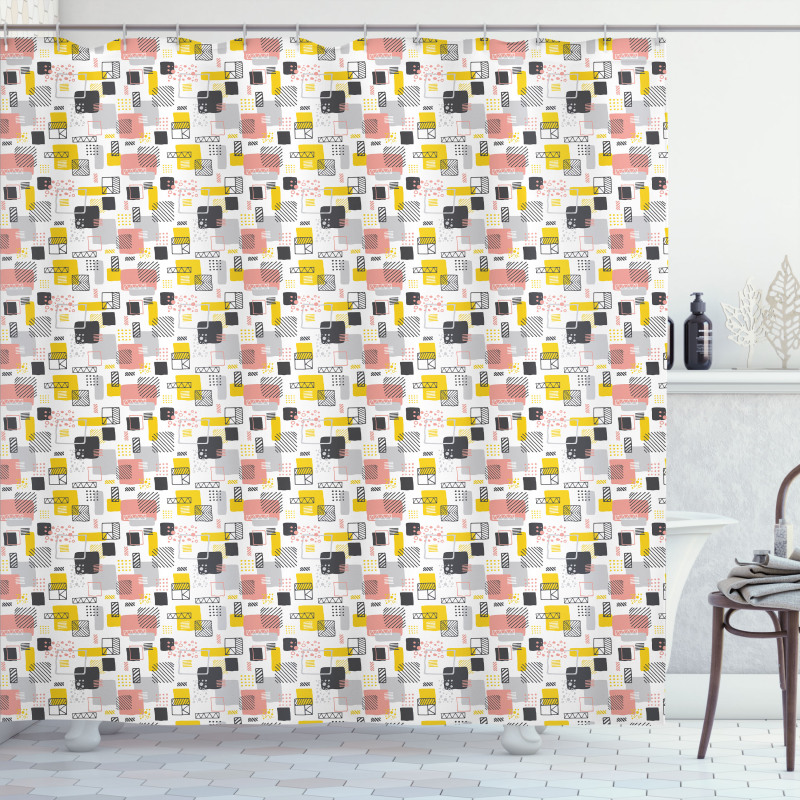 Scrapbook Geometric Squares Shower Curtain