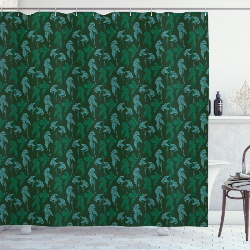 Growth Jungle Leaves Motif Shower Curtain