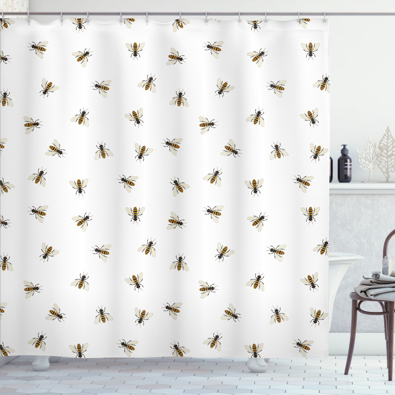 Flying Insects Pattern Shower Curtain