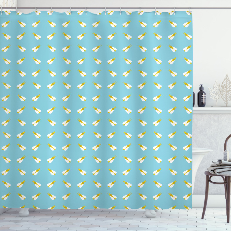 Striped Buzzing Flies Shower Curtain