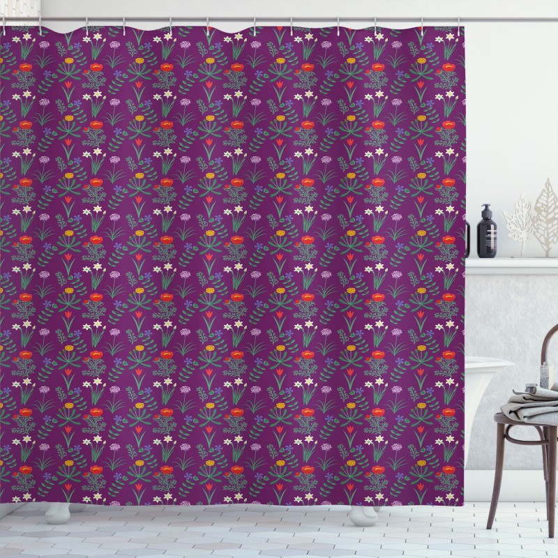 Various Spring Flowers Shower Curtain