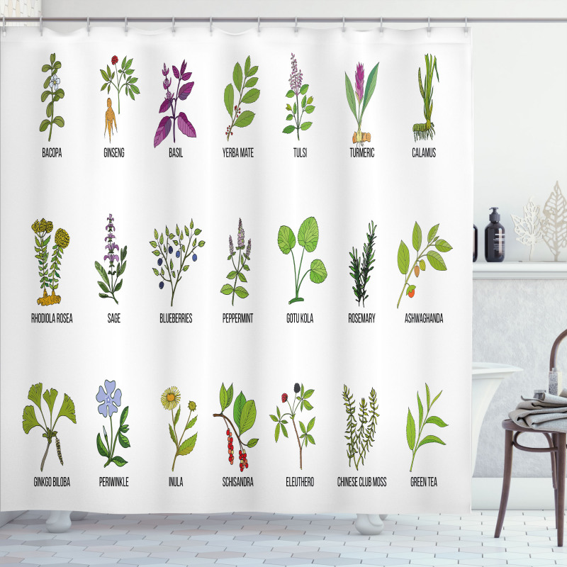 Educational Herbs Design Shower Curtain