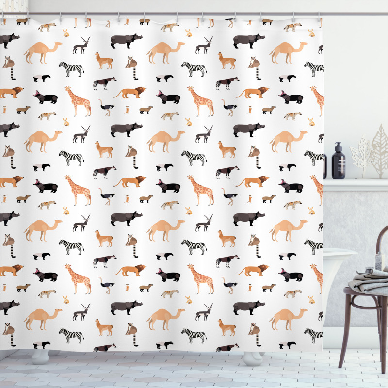 Various Exotic Wild Animals Shower Curtain