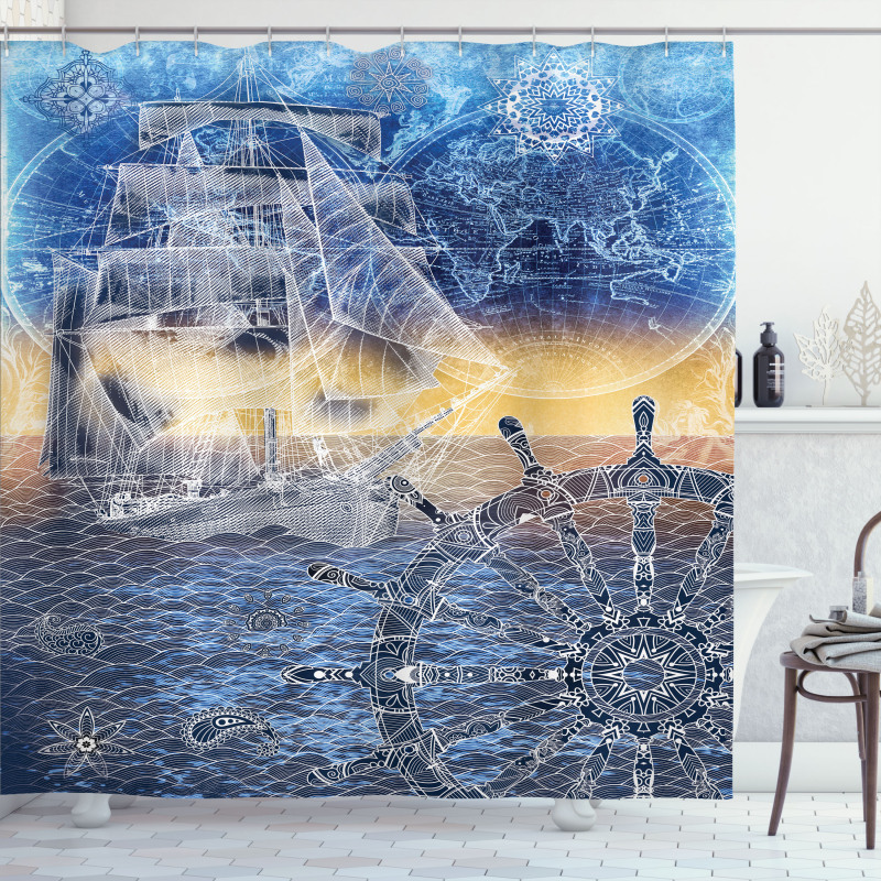 Nautical Ship on the Ocean Shower Curtain