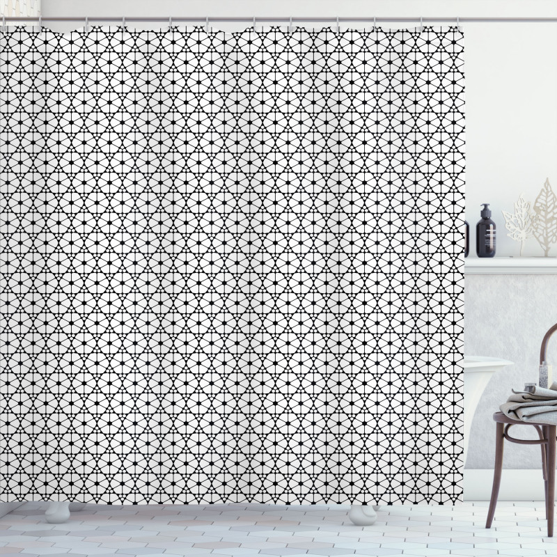 Monotone Circles Polygons Shower Curtain