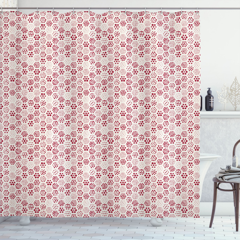 Dotted Hexagon Shapes Shower Curtain