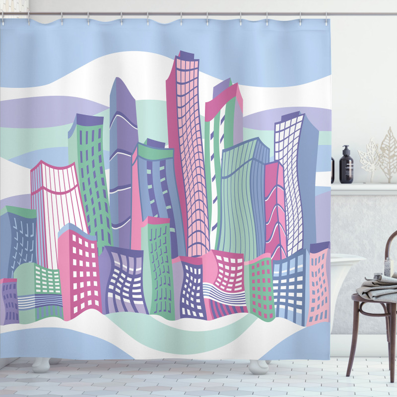 Funny Buildings in City Shower Curtain