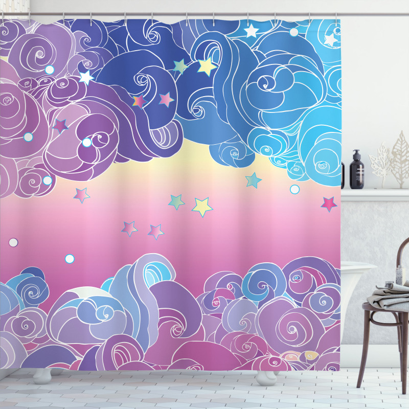 Clouds and Stars Shower Curtain