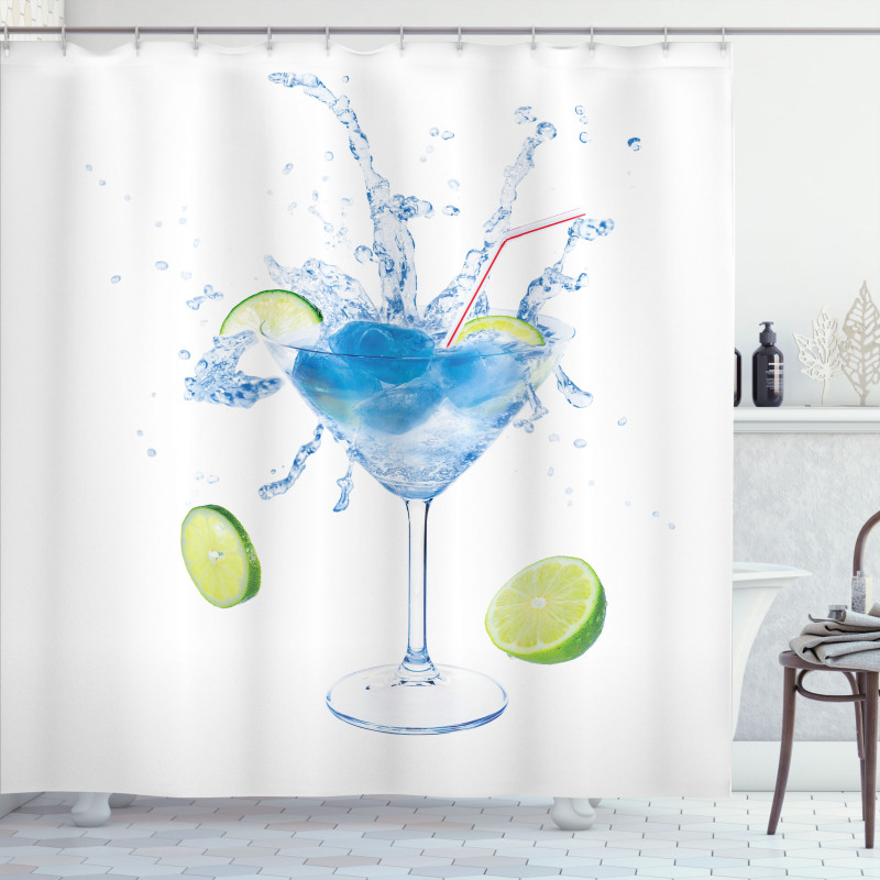 Martini Splashing Lime Shower Curtain