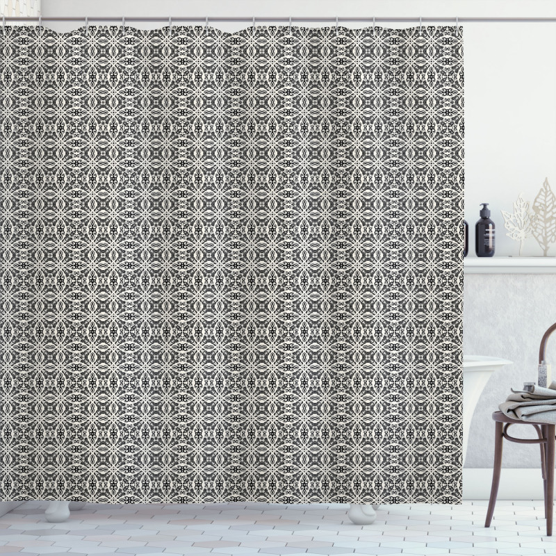 Monochrome Abstract Floral Shower Curtain