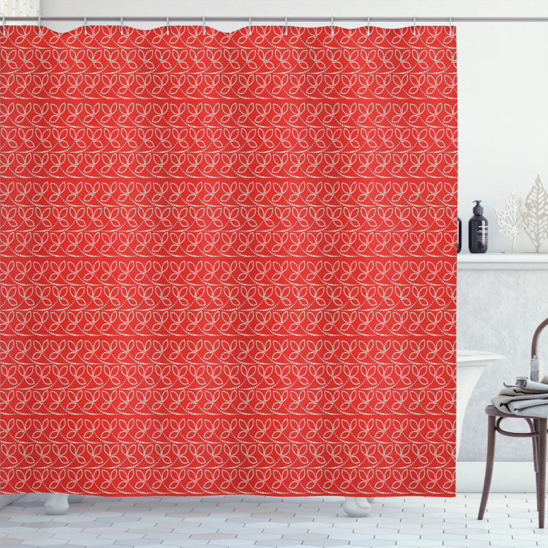 Vibrant Dotted Leaves Art Shower Curtain